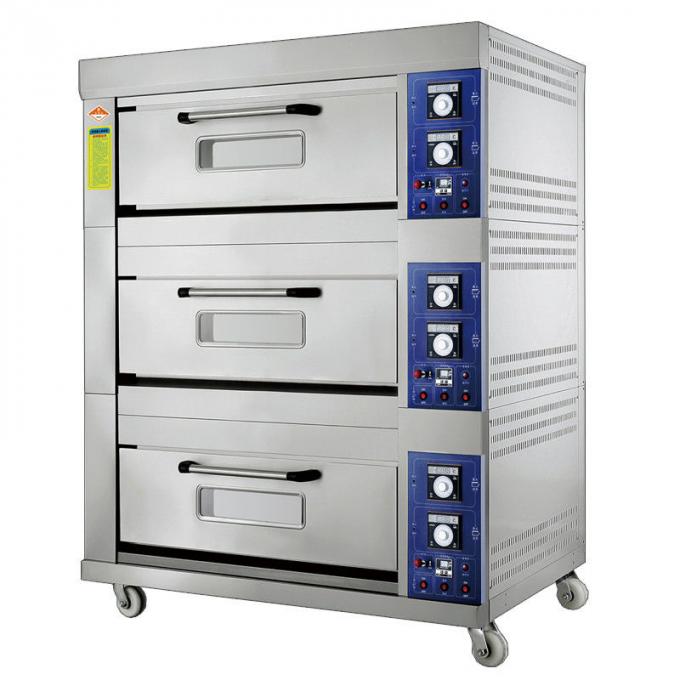 Laminar-tipo forno de padaria do gás com controle cronometrando e as plataformas ajustáveis da capacidade 3 da variação da temperatura 20~400°C 6 bandejas