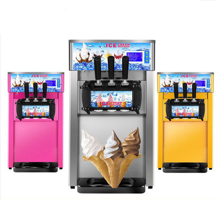 corpo de aço inoxidável macio da máquina do gelado da três-cor desktop comercial da máquina do gelado