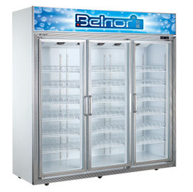 Refrigerador vertical da exposição do supermercado, congelador de refrigerador comercial da porta de três vidros