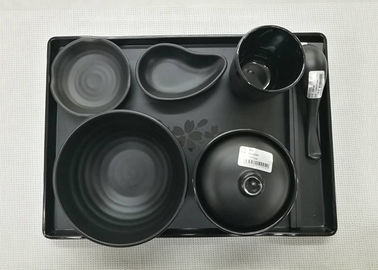 A louça de imitação da porcelana ajusta a melamina do preto dos utensílios de mesa do japonês e da série de Coreia