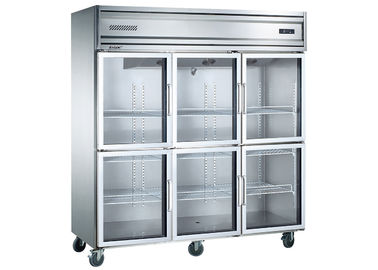 Compressor importado de Aspera seis refrigeradores comerciais da cozinha da porta do vidro com os quatro rodízios móveis