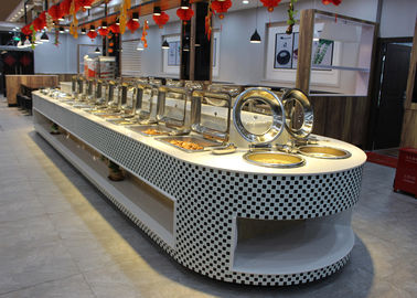 Estações do bufete do equipamento do restaurante cabidas aquecendo por atrito o bufete quente da exposição do prato