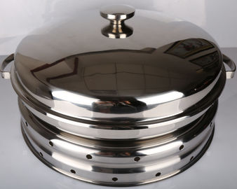 Parte superior de rolo de aço inoxidável redonda hidráulica do Cookware/do gerencio que aquece por atrito o prato