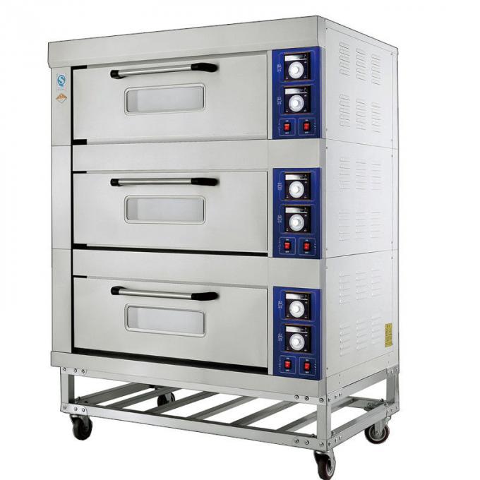 3 plataformas 6 câmaras do forno de padaria das bandejas e controles de temperatura independentes exteriores de aço inoxidável Distante-infravermelhos bondes