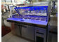 Tabela refrigerada da preparação do sanduíche de Ray 2 porta azul com o fã de vidro da tampa que refrigera/congelador de refrigerador comercial da barra de salada